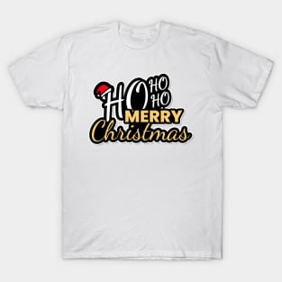 Ho HO HO Merry Christmas Santa Text Design T-Shirt